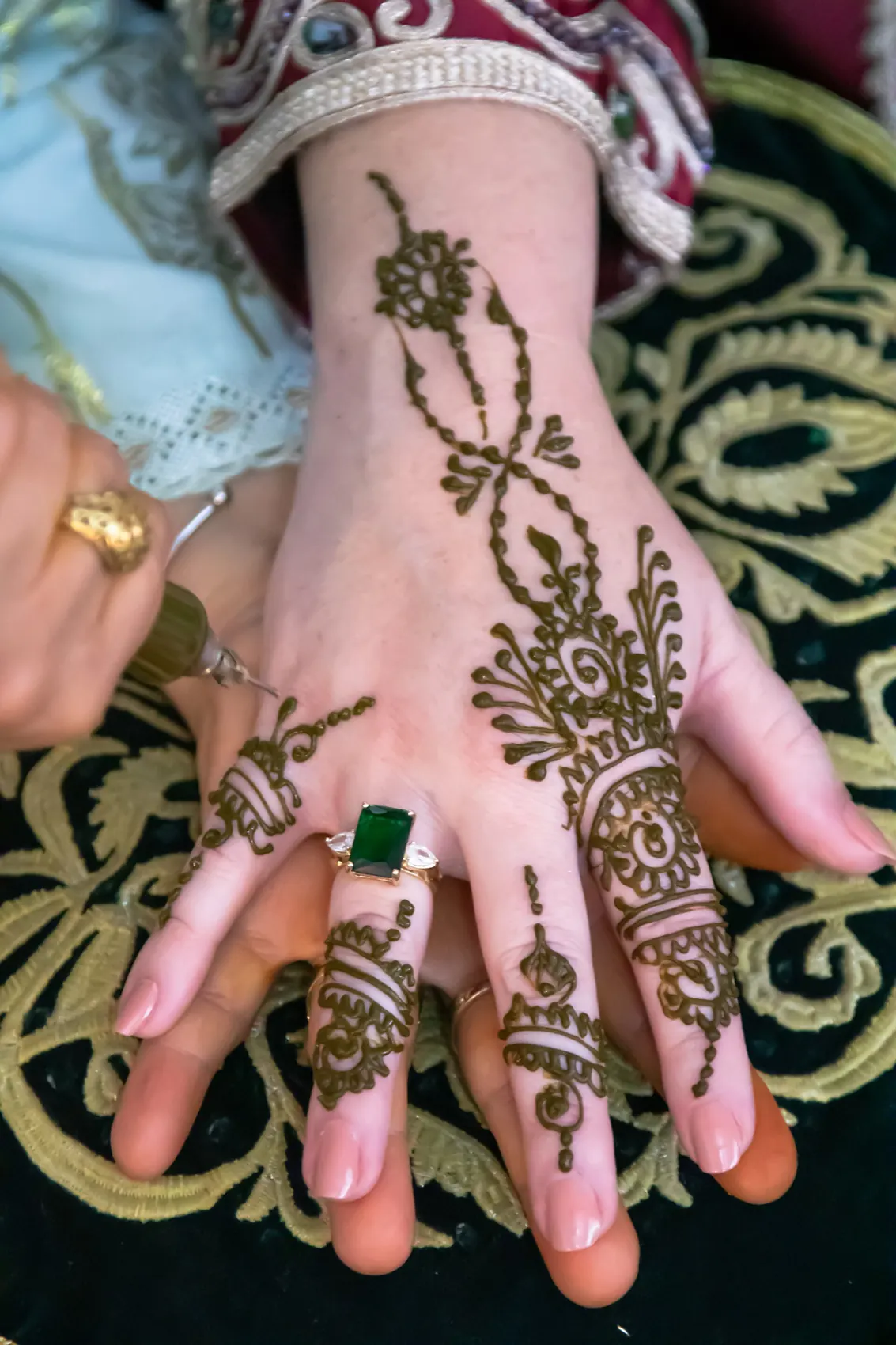 Henna drawn on a bride's hand